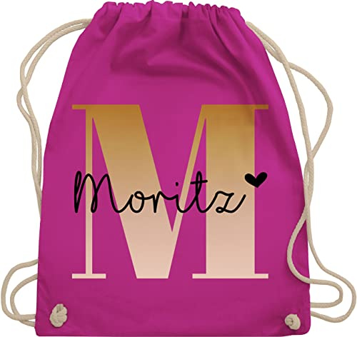 Turnbeutel Rucksack - Initialen - Name und Buchstabe I Geschenk Anfangsbuchstabe - Unisize - Fuchsia - tasche krippe schulkind beutel buchstaben m turnsack sporttasche für schule stoffbeutel kita