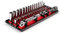 TEKTON 1/4 Inch Drive 6-Point Socket and Ratchet Set with Rails and Tray, 35-Piece (4-15 mm) | SKT03201