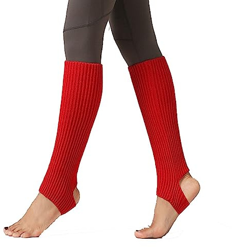 Yurosiay Calentadores de ballet de punto, 43 cm, para niñas, mujeres, invierno, cálidos, calentadores de piernas con agujero en el talón, suaves calentadores de piernas para yoga, ballet, danza