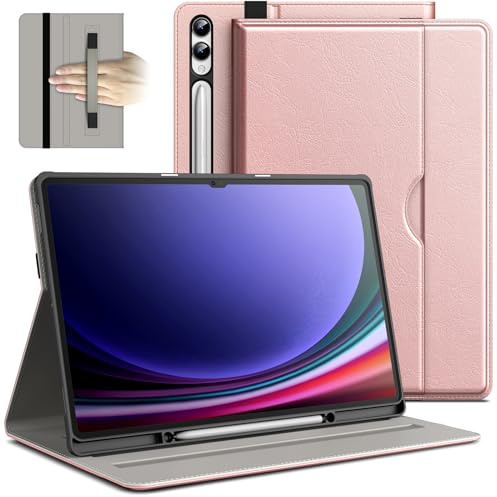 JETech Business Hülle für Galaxy Tab S10 Ultra/S9 Ultra 14,6, Roségold | PU-Lederdesign, S Pen Halter & Tasche, Mehrwinkel-Betrachtung
