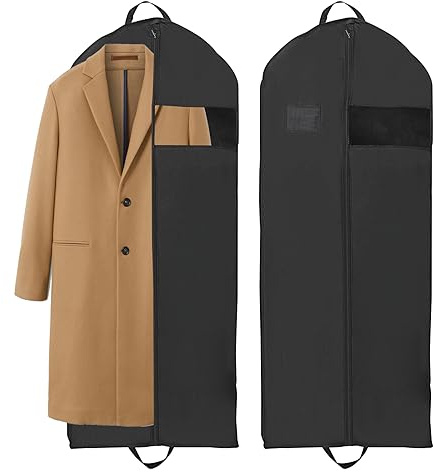 PATIKIL 60Inch Extra Long Garment Bag for Closet Storage and Travel 2 Pack Waterproof Suit Bags with Clear Window & Zipper for Hanging Clothes for Women Men Coat Jacket (60x24x4)