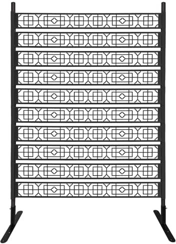 71x48 Metall Sichtschutz, Kalalory 2 Verschiedene Formen Dekorative Sichtschutzwand Freistehender Außentrenner mit Abnehmbarem Flachem und Scharfem Basisständer Garten Balkon Terrasse Zimmer Innen