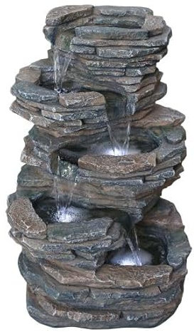 Aqua Creations Hereford Slate Falls Rock Effect Solar Powered Water Feature With Care Kit