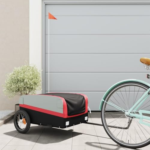 CIADAZ Lastenanhänger für Fahrrad Schwarz und Rot 30 kg Eisen, Fahrradanhänger, Lastenanhänger Fahrrad, Anhänger Fahrrad, Lastenanhänger Für Transport - 94034