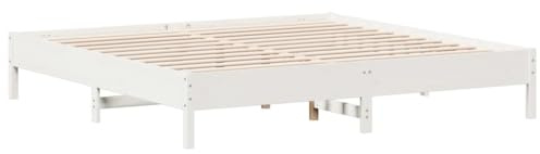 vidaXL Massivholzbett ohne Matratze Weiß 180x200 cm Kiefernholz