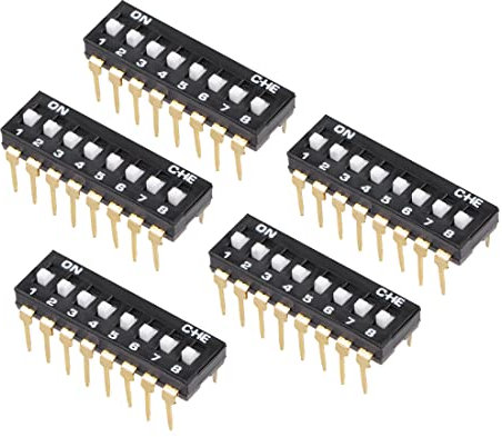 5 Pcs Noir DIP Switch 1-8 Positions 2.54mm Pas Pour Circuit Breadboards PCB xiaguolingsm