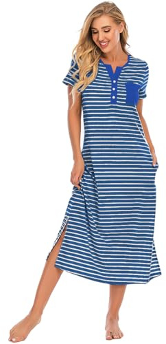 Jlowesun Camicia da Notte da Donna Manica Corta Camicia da Notte con Scollo a V Abito da Pigiama per Allattamento