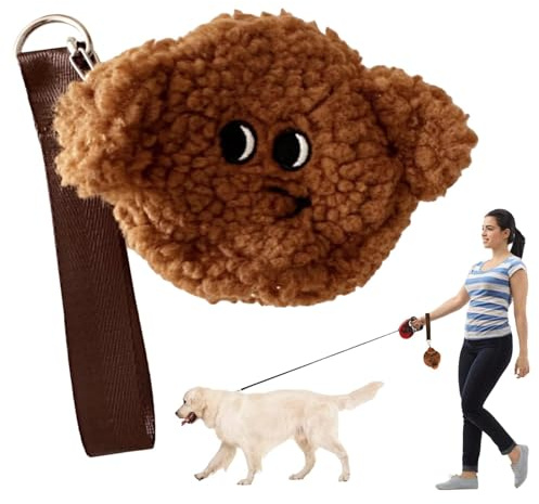 Hundebeutelhalter - Hundebeutelhalter Kotbeutelträger - Niedlicher Plüsch-Hundekothalter, Kotbeutelhalter, Haustierkotbeutelhalter, freihändige Tragetasche für Hundeseilbefestigung