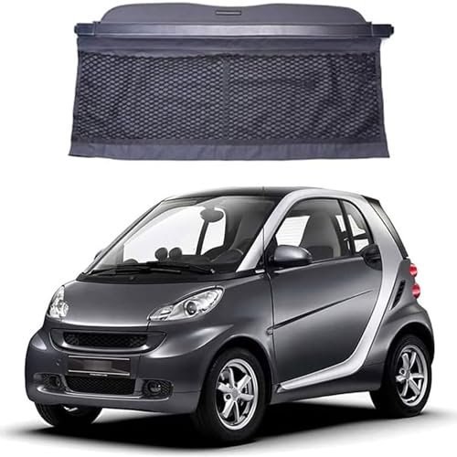XPKLTXZW Auto Einziehbare Laderaumabdeckung Für Smart 451 fortwo 2015-2020, Ausziehbar Kofferraum Ablagen Schutz Abdeckung Frachtabdeckungen Kofferraumabdeckung Rollo Zubehör