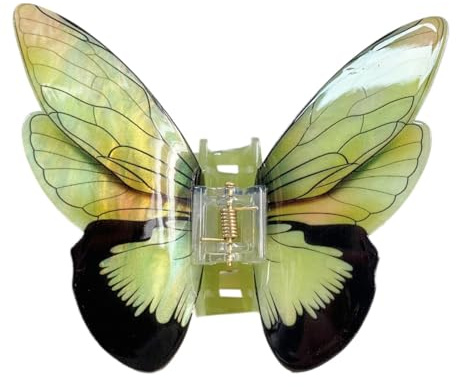 Damen Schmetterling Haarspangen Acryl Schmetterlings Haarklammern Haarclip Rutschfeste Haarnadel Haarschmuck Hair Jaw Clip Kopfbedeckung für Frauen Mädchen für Tägliches Tragen,Grün B