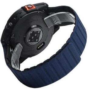 JUNCHENGBAO 22 mm 26 mm magnetisches Armband kompatibel mit Fenix ​​7X 6X 5X Plus 3HR Epix Silikon-Handgelenksband kompatibel mit Fenix ​​6 7 955 EPIX Uhr(Blue Black,26mm)