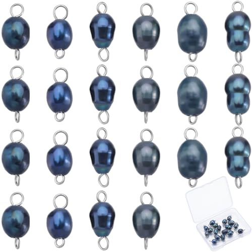 SUNNYCLUE 1 caja de 30 abalorios de Perlas de Eslabones Abalorios de Perlas Y Alambre Abalorios Ovalados Negros Irregulares Naturales de Agua Dulce Abalorios Conectores para Hacer Joyas Abalorios Coll