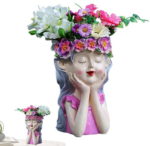 Pot de jardinière féerique, jardinière succulente féerique,Planteur de têtes succulentes - Tête de jardinière féerique en résine, Pot de Fleur pour Fille pensante, pour Patio, Table à Manger