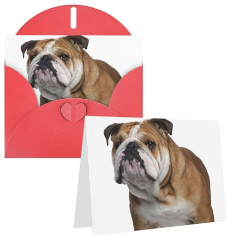 HJBNW Grußkarten, Dankeskarte mit Umschlägen, blanko, Notizkarten, gefalteter Karton, 10,2 x 15,2 cm, englische Bulldogge, Geburtstagskarte, für alle Anlässe