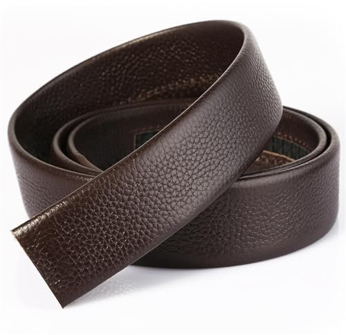 LVUNZJCA Gürtel für Herren Herren-Ledergürtel, Herren-Hosengürtel ohne Schnalle, Gürtel mit Litschi-Körnung für Jeans, lässig(Braun,100cm)