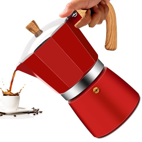 Vaolvpant 9 Cup Aluminum Moka Pot Classic Stovetop Espresso Coffee Maker 450ml 15oz Coffeemaker Percolator Mocha Pot Greca Coffee Maker Cafe Makers for Italian and Cuban Café Brewing Red
