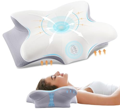 FAIORD Memory Foam Kopfkissen,Ergonomisches Nackenkissen,Stützendes Kissen,Geeignet für Seiten-,Rücken-und Bauchschläfer,Abnehmbare Kissenbezüge (Grau, 54 x 40 cm)