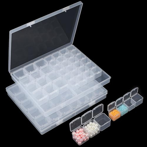 Segbeauty Sortierbox, 2 Stück 43 Fächer Diamond Painting Aufbewahrung, Kunststoffbox mit Deckel, Aufbewahrungsbox für Schmuck, Kleinteile Organizer Abnehmbar, für Schrauben, Nagel Kunst, Diy Kunst