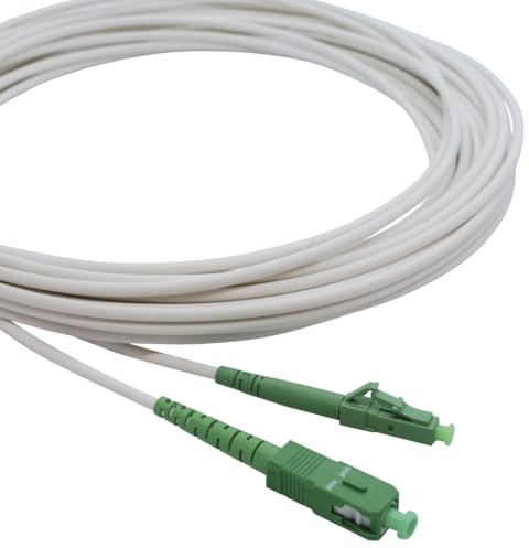 Conectra® - Cable de fibra óptica | OS2 | LC/APC a SC/APC | blanco | ideal para redes domésticas | apto para Deutsche Telekom, Vodafone, 1&1, fibra óptica alemana y muchos más (longitud 25 metros)
