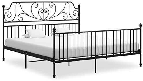 Myheimly Bettgestell Metallbett Schlafzimmer Bett Doppelbett Schlafzimmermöbel Bettrahmen Lattenrost Pulverbeschichtetes Metall Bettgestell Schwarz,200 x 200 cm