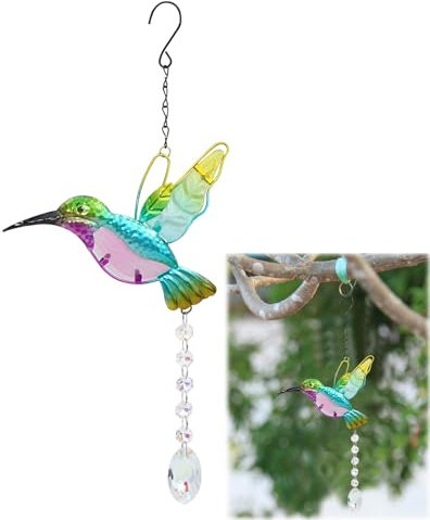 Hummingbird Crystal Suncatchers, Stained Glass Window Hanging Ornament Rainbow Maker Crystal Prism Suncatcher for Outdoor Indoor Home Garden Party Decoration