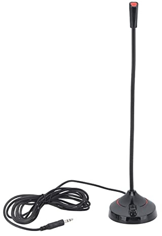plplaaoo Pickup direzionale a 360 gradi Desktop Microfono a collo di cigno portatile per gioco in streaming live nero (3,5 mm)