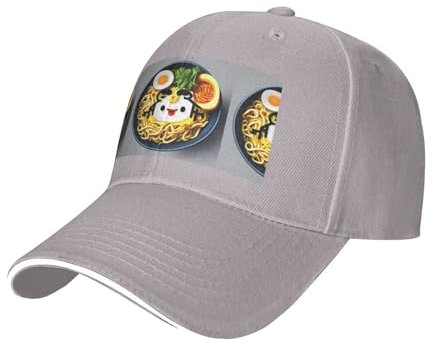 Etasuiol - Huevera con estampado ramen, sombrero de golf elegante y duradero, para la vida cotidiana, actividades al aire libre, todas las estaciones, gris, talla única, gris, talla única, gris, Talla