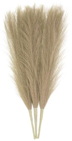 QUARKZMAN 3 Piezas Hierba Falsa Pampas Seca 17 Pulgadas Decoración Artificial De Hierba Pampas Esponjosa para Decoración De Otoño Hogar Jarrón Piso Mesa Bodas, Marrón
