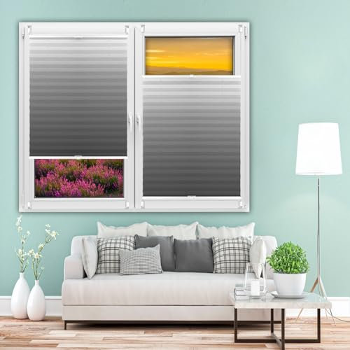 Easyfix Plissee-Vorhang, 40 x 130 cm, Vlies, Grau, Sichtschutz für Schlafzimmer, Bad & Küche, stilvolle und funktionale Fensterbehandlung
