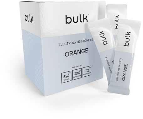 Bulk Sobres de Electrolitos, Sabor Naranja, 350 g, Caja de 30, Hidratación rápida, Apoya la función muscular y reduce la fatiga, Electrolitos esenciales