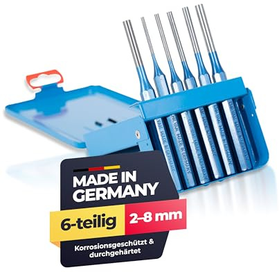 Paffrath® Splintentreiber Set 6-teilig (2–8 mm) – Durchschlag Set aus Chrom-Vanadium-Stahl – Präzise geschliffene Spitzen – Robuste, lackierte Schäfte – Made in Germany