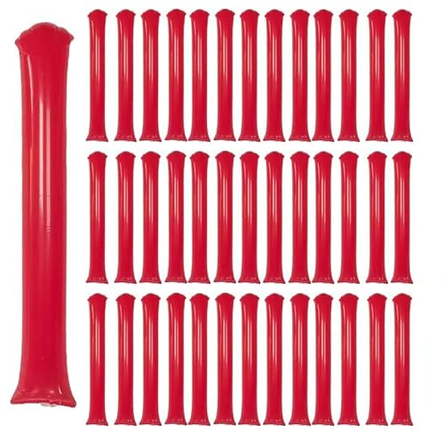 40pcs Round headTeam Spirit Boom Sticks Thunder Sticks Cheering Sticks Team Spirit Plastic Cheerleading Spirit Stick Clapper Inflatable Noise Maker Sports Supply (Red)