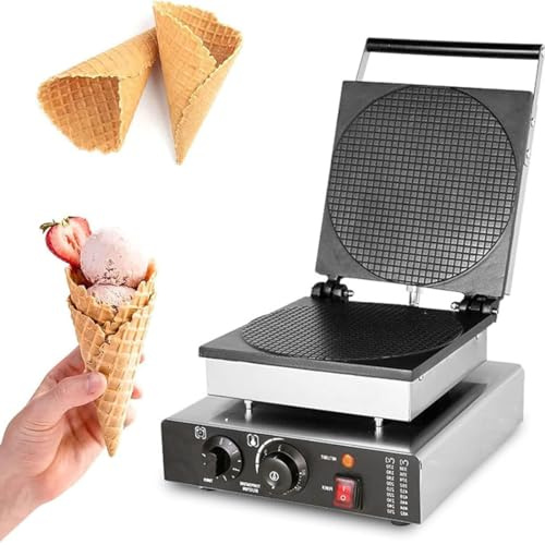 Gaufrier à Cornet de Glace Commercial Machine à cornets de glace électrique professionnelle – Moule antiadhésif en acier inoxydable pour cornets faits maison – Pour usage domestique et comme