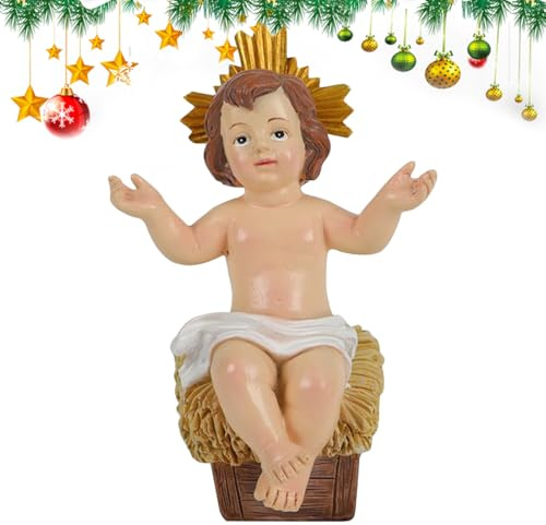 Generico Gesù Bambino Figura Mini - Statuina Resina Presepe Gesù Bambino Decorazioni Natalizie,Decorazioni Cristiane Presepe Ornamenti Cattolici per Casa Ufficio Famiglie Celebrazioni Natale