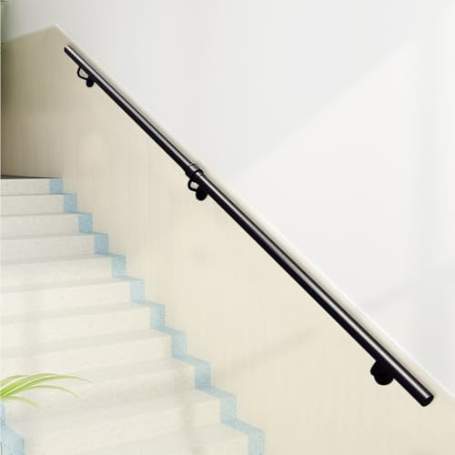 SZITW Ringhiere con staffe in Ferro battuto, Kit di ringhiera per corrimano a Parete, Asta di Supporto Antiscivolo per Interni ed Esterni - Barra di Sostegno da 1 m, 1,5 m, 2 m, 2,5 m, 3 m (6 Pied