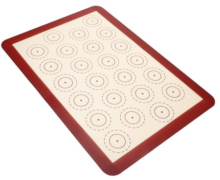 Gatuida Tapete de Silicona para Hornear Macarons Antiadherente Resistente al Calor con Círculos Rojos Alfombrilla Reutilizable para Repostería y Cocina