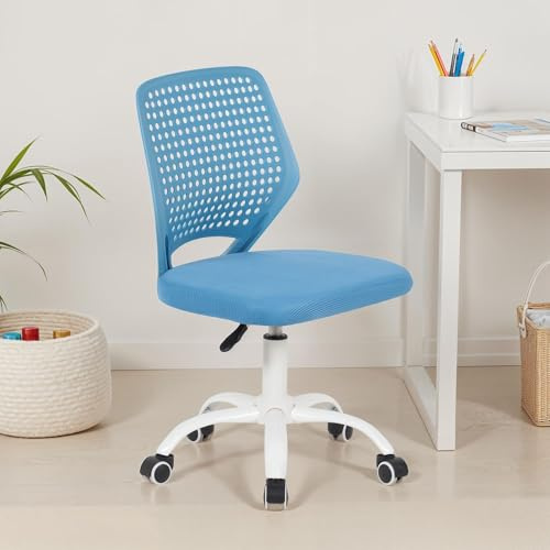 IDIMEX Schreibtischstuhl Jade höhenverstellbar, Blau – ergonomischer Bürostuhl für Kinder, atmungsaktiver Mesh-Bezug, Rückenlehne aus Kunststoff, 5-Stern-Fußkreuz aus Metall