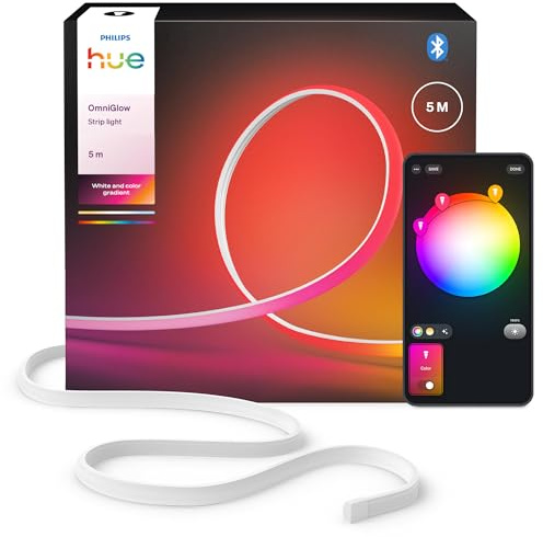 Philips Hue OmniGlow Striscia LED microLED, 5 m | 4500 lm, Colori & atmosfera vivaci, Luce uniforme, Tagliabile, Smart Home, Controllo vocale via app