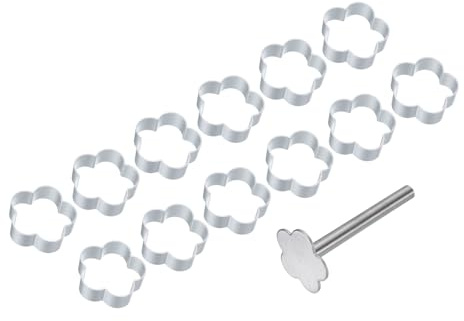 QUARKZMAN 13pcs Cortadores Galletas Metal, Cortador Galletas Aleación Aluminio Para Hornear Con Sello Prensa Para Hacer Pastel Fondant Galleta Sándwich, Forma Flor Ciruela Plateada