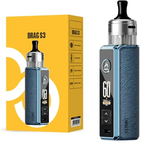 DRAG S3, For VOOPOO Drag S 3 Pod Kit 60W 3000mAh Battery + 5ml PNP-X Cartridge MTL (PNP X 0.6Ω + PNP X 0.8Ω Coil) Vaporizer - No nicotine