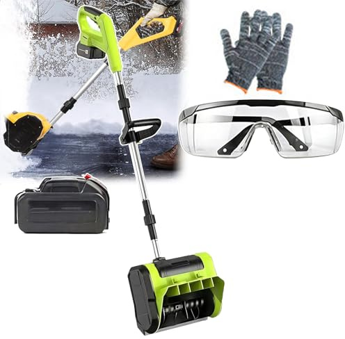 Pala da neve elettrica da 900 W - Spazzaneve senza fili, batteria da 90 minuti, larghezza di sgombero di 10, distanza di lancio di 8 m, per vialetti e cortili,1 battery