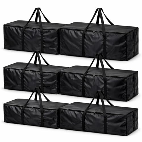 Borse per Trasloco con Manici Rinforzati, Zip e Cinghie per Zaino, Contenitori Organizer per Imballaggio, Sacchi per Stoccaggio Impermeabili, Materiale 420D Oxford, set, Nero, 80x45x25 cm (Sei)