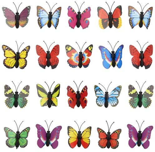 20 pcs decorazioni a forma di farfalla con spille da balia, 3D spille a forma di farfalla colorate, per camera da letto, cameretta dei bambini, soggiorno, ufficio, giardino, decorazione da tavola