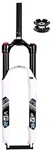 FKXSXAZ Forcella ad aria MTB 26/27,5/29 pollici, deviazione 120 mm, asse destro 1-1/8, freno a disco anteriore, blocco manuale QR 9 mm (colore: bianco, misura 27,5 pollici)