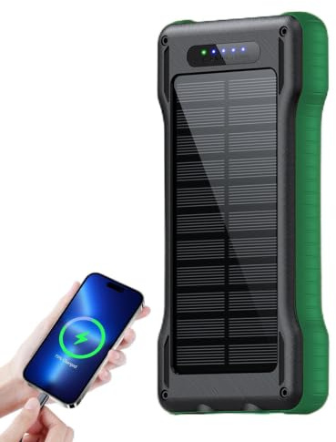 Power Bank Solare 10000mAh Power Bank Impermeabile Esterno | Caricatore Cellulare per Donne Campeggiatrici Escursionisti Viaggiatori Campeggio Viaggio su Strada Trekking Backpacking