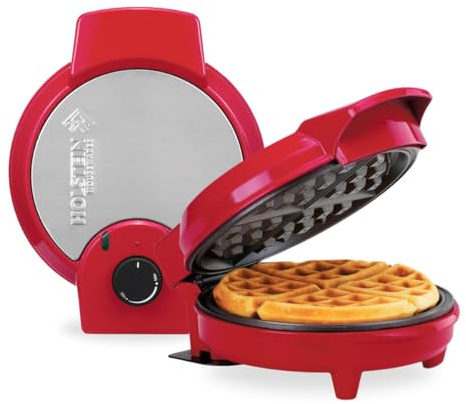 Holstein Housewares 7 Belgian Waffle Maker, Non-Stick Coating, Red/Stainless Steel, Delicious Waffles in Minutes for Everyday Meals. 7 Inch