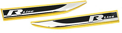 Volkswagen 5G0853688APFOD 5G0853688AQFOD R-Line Plaketten vom seitlich Kotflügel Emblem Logo schwarz chrom