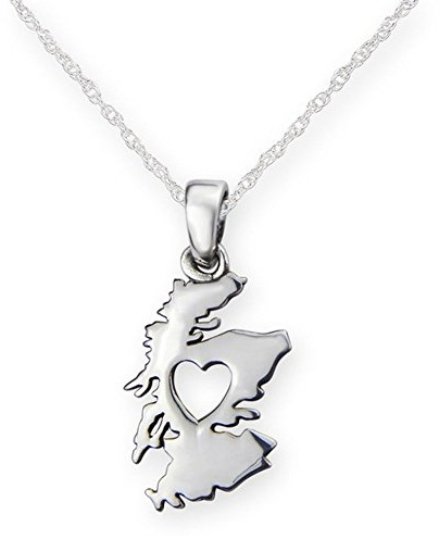 La conception traditionnelle d'écossais d'argent sterling du coeur de l'Ecosse a formé le pendant de collier - comprend un 16 chaîne d'argent sterling