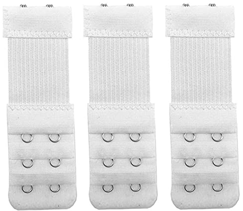 Yesmin Pack of 3 Bra Strap Extenders Extensions Elastic Extender Set 2 Hooks (White)