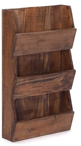 DESIGN DELIGHTS ZEITUNGS WANDREGAL News 60 | Mahagoni massiv, 60x38x11cm (HxBxT) | Zeitungsregal, Magazinhalter | Farbe: 02 Hellbraun